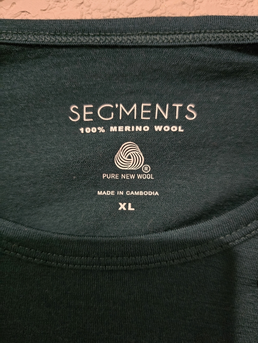 Seg'Ments Teal Long-Sleeve Merino Wool Crew Neck Shirt - Picture 2 of 2